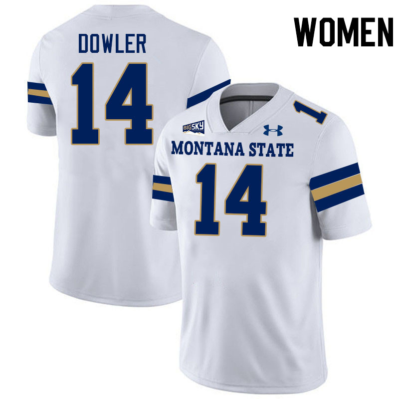 Women #14 Taco Dowler Montana State Bobcats Jerseys Football Stitched-White